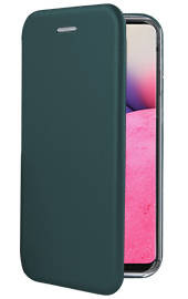 Луксозен кожен калъф тефтер ултра тънък Wallet FLEXI и стойка за Samsung Galaxy A53 5G A536B тъмно зелен 